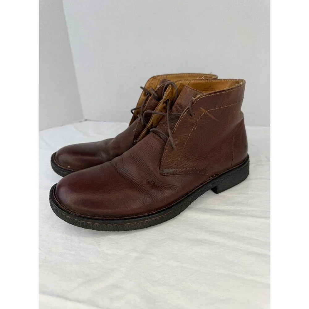Born Mens Brown Leather‎ Chukka Boots Lace Up Ankle Booties Size 9M